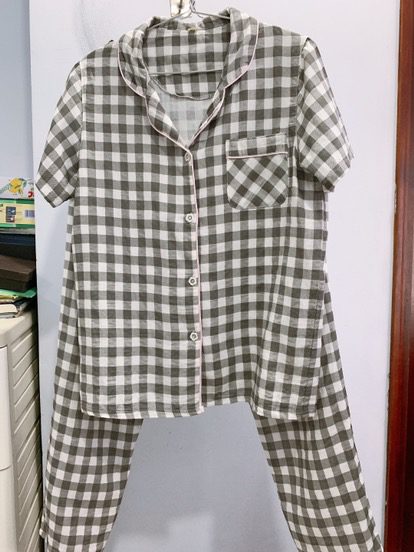 Đồ Ngủ Vải Xô Tay Ngắn Quần Dài Caro Màu xám IVY610S photo review