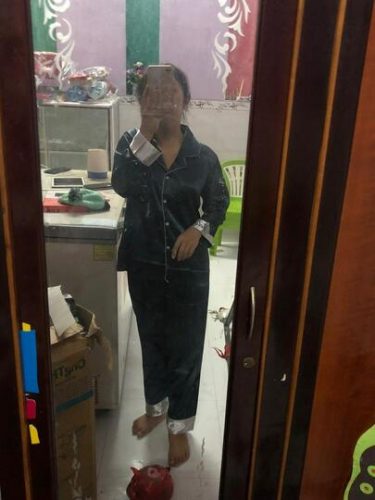 Bộ Pijama Lụa Dài Tay Melody Xanh IVY631X photo review