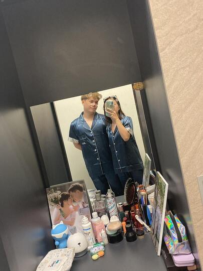 Pijamas Lụa Tay Ngắn Melody Xanh IVY602X photo review