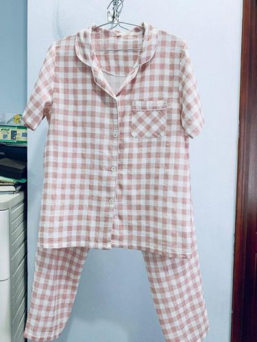 Đồ Ngủ Pijama Ngắn Cute Nam Nữ Vải Xô Cotton IVY315 photo review